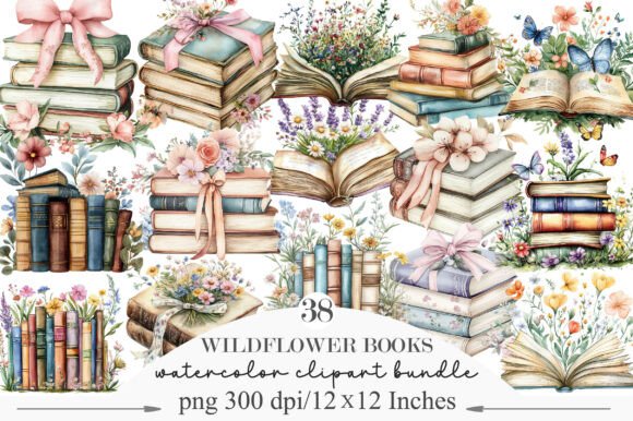 Download Wildflower Books Watercolor Clipart - Wildflower Collection