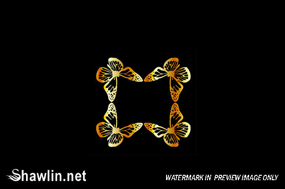 Download Golden Butterfly Design Element on Black - Butterfly design Collection