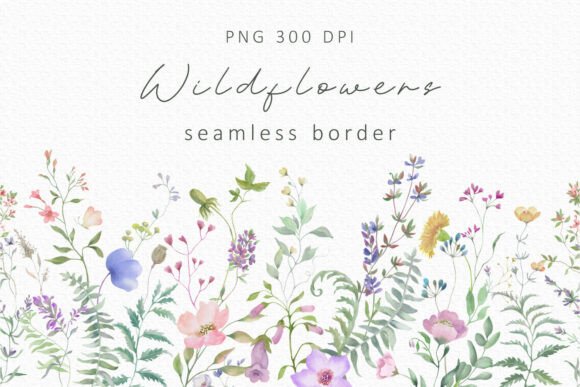 Download Watercolor Wildflower Seamless Border - Wildflower Collection