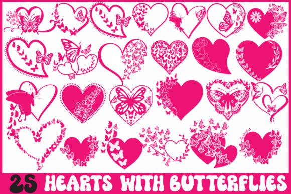 Download Valentines Heart with Butterfly Design - Butterfly design Collection