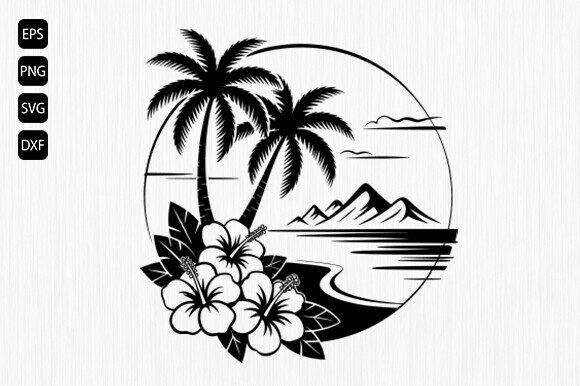 Download Palm Tree Svg, Sunset Beach Scene Svg - Palm tree svg Collection