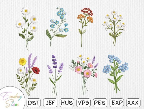 Download Wildflower Bouquet Embroidery Design Set - Wildflower Collection